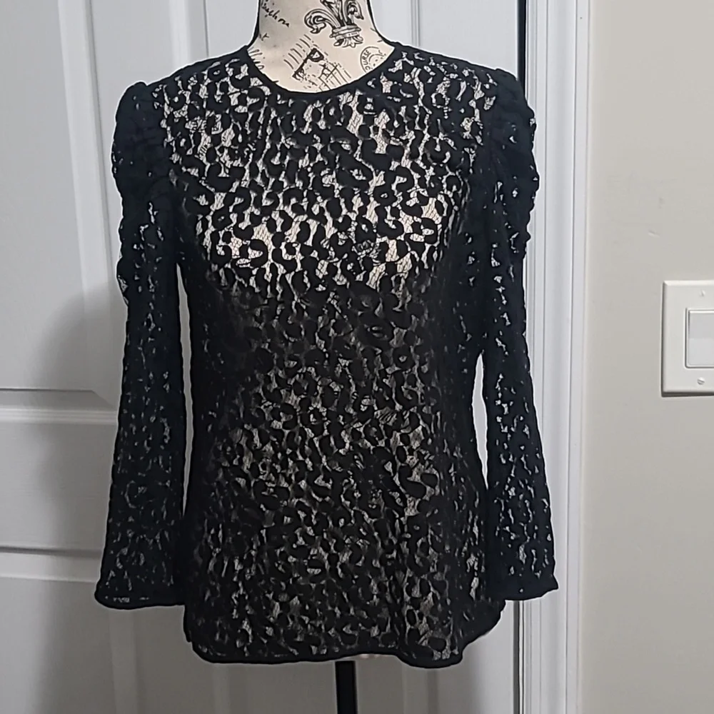 Current/Elliot The Rin Leopard Lace Design Top Size 0 - Picture 1 of 10